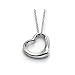 Silver Tone Designer Style Open Floating Heart Charm Pendant Necklace