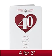 Large Ruby Heart 40th Anniversary Card
