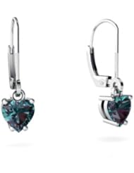 Created Alexandrite 14kt White Gold Lever Back Earrings