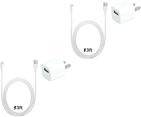 [Apple MFI Certified] Set of 2 Apple iPhone Charger and Lighting Cables 3 ft (Twin Pack)