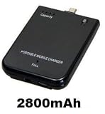 Lights and Energy Externer POWER Notfall - Ersatz - Akku für unterwegs mit 2800 mAh für alle Handys und Smartphone mit Micro USB Anschluss z.B. Samsung Galaxy S II 2 / Galaxy Note / Nokia Lumia 800 - 701 - 700 - 500 - Oro / HTC Rhyme - Sensation XE - EVO 3D / Blackberry Torch - Curve - Bold - Pearl / LG Optimus P920 / Motorola EX112 - Defy
