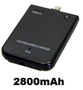 Lights and Energy Externer POWER Notfall - Ersatz - Akku für unterwegs mit 2800 mAh für alle Handys und Smartphone mit Micro USB Anschluss z.B. Samsung Galaxy S II 2 / Galaxy Note / Nokia Lumia 800 - 701 - 700 - 500 - Oro / HTC Rhyme - Sensation XE - EVO 3D / Blackberry Torch - Curve - Bold - Pearl / LG Optimus P920 / Motorola EX112 - Defy