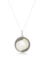 Argento Vivo "Lunar" Sterling Silver and Pearl Oxi Swirl Pendant Necklace