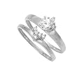 Wedding Ring Set (Sterling Silver, Rhodium Plated) - Round Clear CZ with Prong Sets - 10 x 4mm (Sizes 5-10) Wedding Ring Set (Sterling Silver, Rhodium Plated) - Round Clear CZ with Prong Sets - 10 x 4mm (Sizes 5-10)