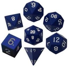 Metal Dice 7-Die Polyhedral Set: 16mm Painted - Blue (7) by Metallic Dice Games