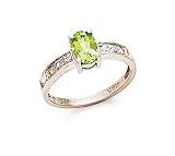 14k White Peridot and Diamond Ring - Size 7.0