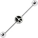 Surgical Steel Peace Sign Barbell Industrial Barbell Earring