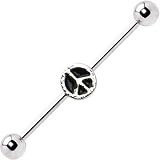 Surgical Steel Peace Sign Barbell Industrial Barbell Earring