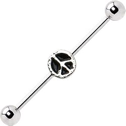 Surgical Steel Peace Sign Barbell Industrial Barbell Earring