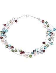 Sterling Silver Fw 6-Row Nugget Pearl Necklace by US Gems