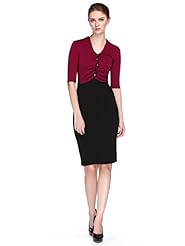 V-neck Cocktail Cotton/Polyester Elbow Length Sleeves Pleated Evening Dress/Prom Dress/Party Dress/Wedding Dress 