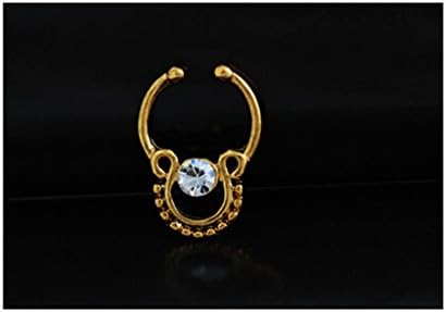 HEBEW Non-Piercing Septum Piercing Crystal Clear Gems fake nose ring(NR21)