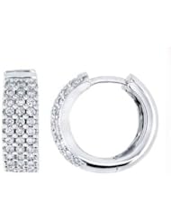 0.65Ct Round Pave Diamond Hoop Earrings 18k Gold