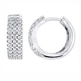 0.65CT ROUND PAVE DIAMOND HOOPS EARRINGS 14k GOLD