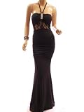 Patty Women Lace Waist Padded Halter Long Maxi Dress