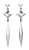 Kit Heath Sterling Silver 50CYCZ Ladies Cubic Zirconia Drops With Pave Set Square