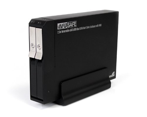 StarTech.com 2.5-Inch Removable eSATA USB Dual SATA Hard Drive Enclosure with RAID S252U2ERR (Black)