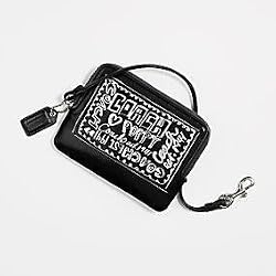 Coach Poppy Patent Phone Case Wallet Purse 42864 Black