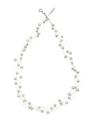 Elements, Silver Multi Strand Pearl Necklace White