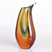 Hand Blown Amber Multicolor Sommerso Teardrop Art Glass Vase with Angled Lip 10