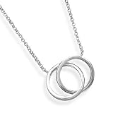 16 + 1 Extension Rhodium Plated Sterling Silver Chain Necklace With 22.5mm Interlocking Rings