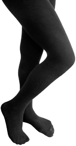Girl's Bamboo Cotton Tights Childrens Stockings Warm and Thick Black (6-8)