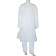 Present for Him White Cotton Embroidered Kurta Pajama Size L Chest :44