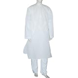 Present for Him White Cotton Embroidered Kurta Pajama Size L Chest :44
