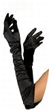 Long Black Satin Opera Gloves