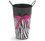 Lawn & Patio - Zebra Striped Black Tin Flower Vase Big Deal Zebra Print Collection