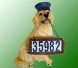 Solar Golden Retriever House Address Number Light