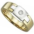 0.10 Ct. Round Brilliant Cut Diamond, Two Tone 14Kt. Gold. Diamond Solitaire Men's Ring