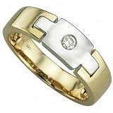 0.10 Ct. Round Brilliant Cut Diamond, Two Tone 14Kt. Gold. Diamond Solitaire Men's Ring