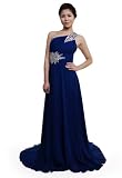 Moonar Embelishment One-shoulder Chiffon Prom Gowns Long Evening Dress