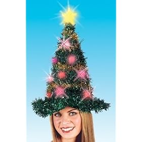 19 Light Up Battery Operated Bright and Colorful Tinsel Christmas Tree Hat by Fun World