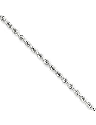2.5mm, 14 Karat White Gold, Handmade Rope Chain - 7 inch