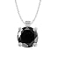 10k White or Yellow Gold Round Black Diamond Solitaire Pendant (1.00 ct), 18"