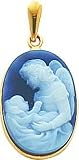 14K Gold Agate Guardian Angel Cameo Pendant Jewelry |E