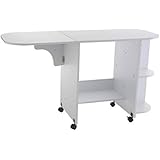 SEI Laminate Wheeled Sewing Table, White