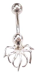 White Crystal Octopus Sea Barbell Body Jewelry Piercing