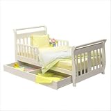 Dream On Me Toddler Bed With Storage Drawer  White