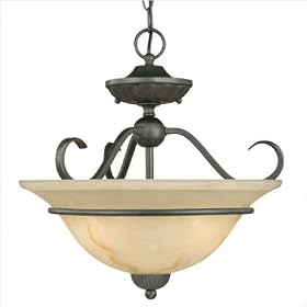 Marlo Semi Flush Ceiling Light in Painted Bronze and Marble