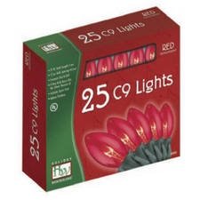 Holiday Wonderland 925R-88 25-Count C9 Christmas Light Set, Transparent Red