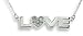 Silver Block Letter Word Love Pendant Necklace Crystal Heart Couple Mother Day Daughter Little Girl Jewelry