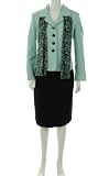 Evan Picone Seamed Suit, Opal/Black, 18 US