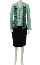 Evan Picone Seamed Suit, Opal/Black, 18 US