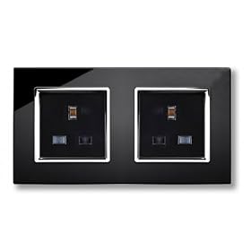 Retrotouch RTS2000 13A Dual Double Plug Socket Black