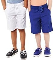 2 Pack Pure Cotton Ribbed Waistband Drawstring Shorts