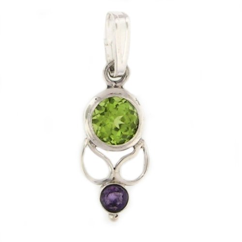 Beautiful Peridot & Amethyst Pendant Set in .925 Sterling Silver