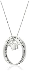 Sterling Silver "A Teacher" Mobius Circle with Apple Pendant Necklace, 18"